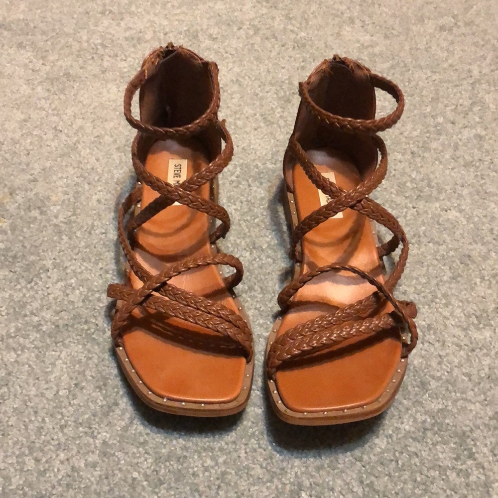 Steve Madden Brown Braided Strappy Sandals
